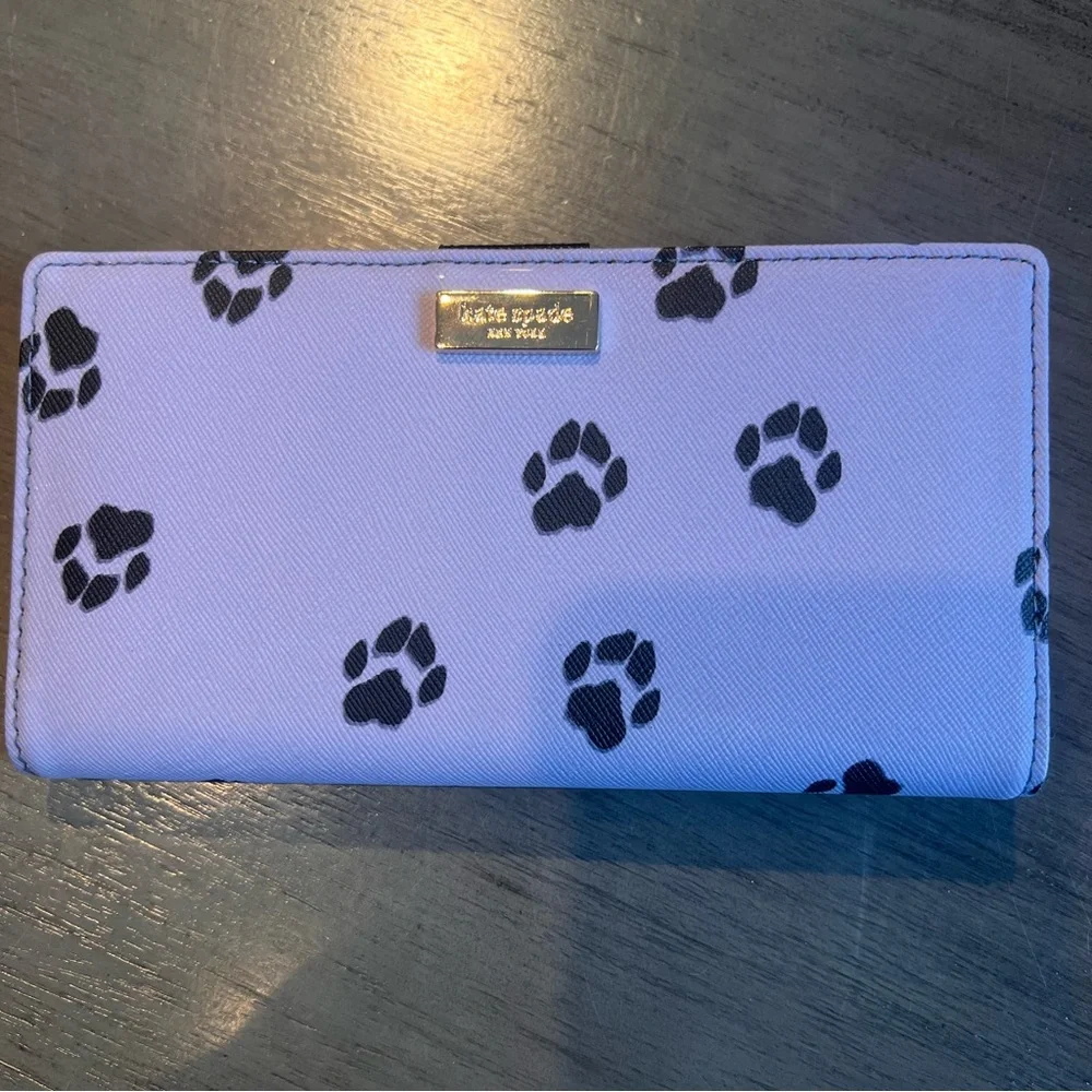 Lavender Paw Print Kate Spade New York Wallet | Dog Lover | New Without Tags - Picture 3 of 6